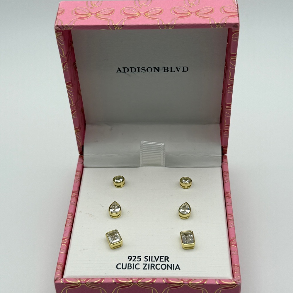 Addison Blvd Sterling Silver Cubic Zirconia Multi-Stud Earring Set